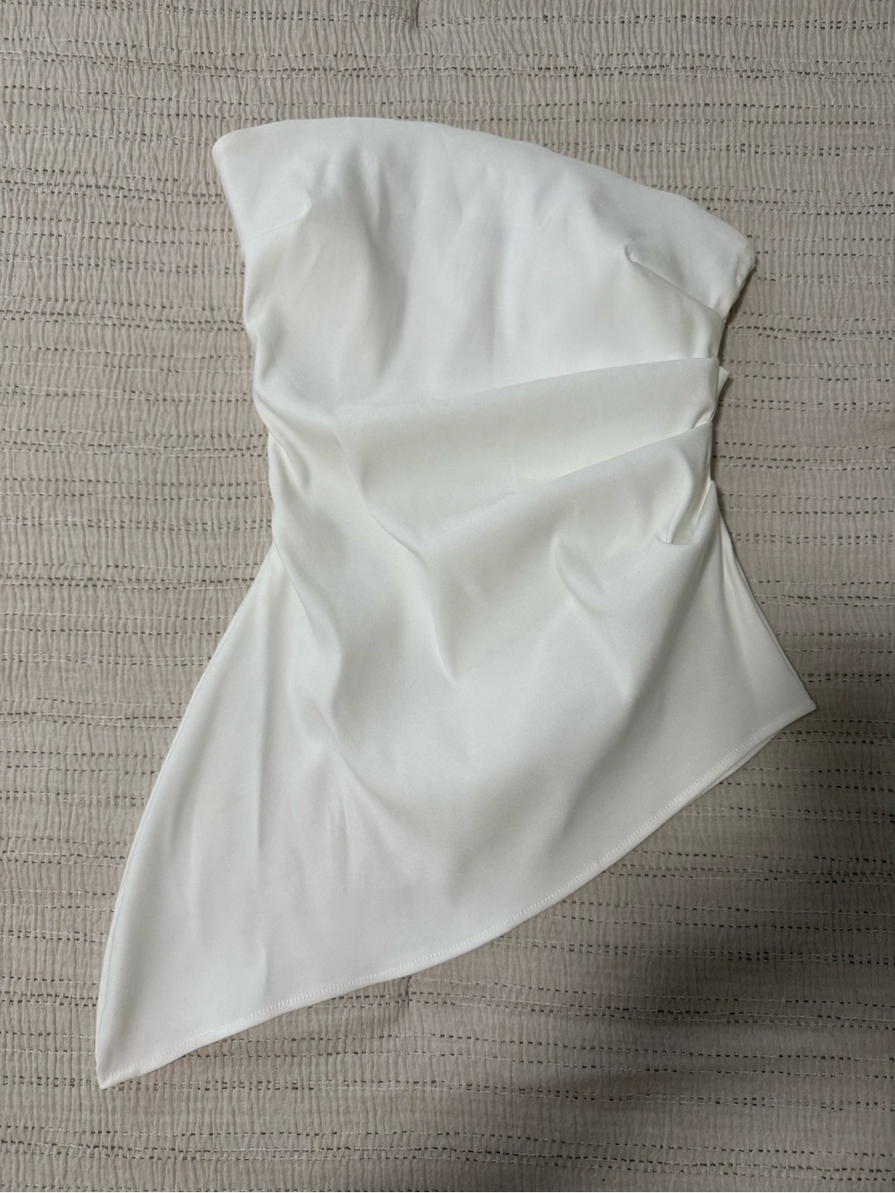 Strapless Asymmetric White Blouse